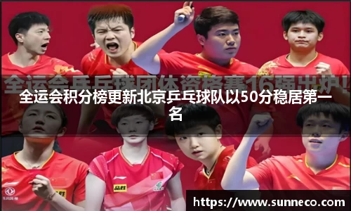 全运会积分榜更新北京乒乓球队以50分稳居第一名