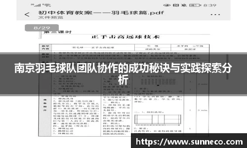 南京羽毛球队团队协作的成功秘诀与实践探索分析
